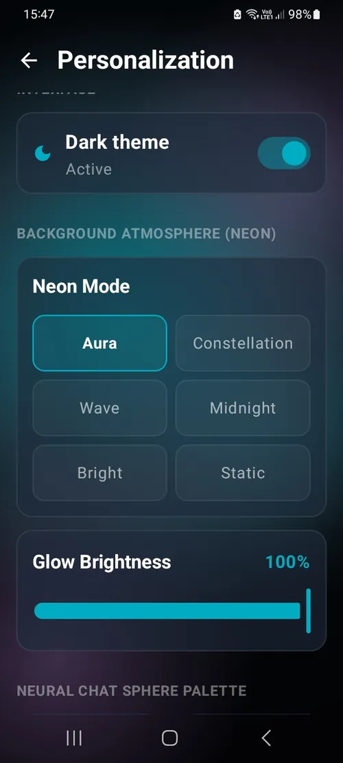 Personalization: themes, colors and screen order